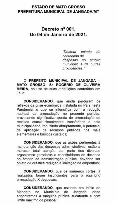 Decreto Municipal 001/21